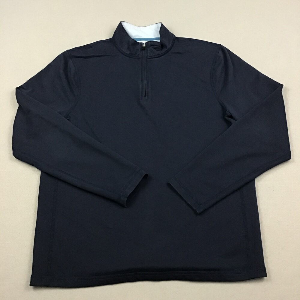 J. Crew Sweater Men Large Blue Solid 1/4 Zip Performance Pullover Long Sleeve L